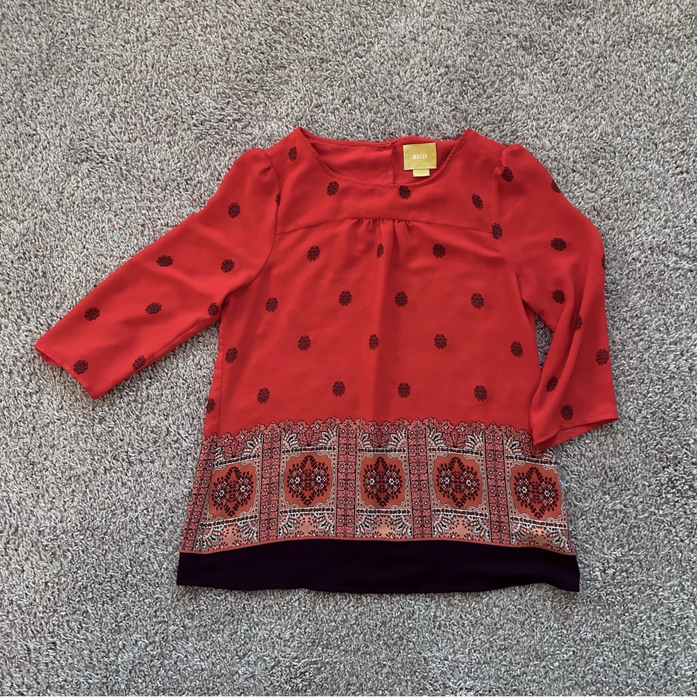 Maeve Boho Pattern Blouse size 4 Anthropologie